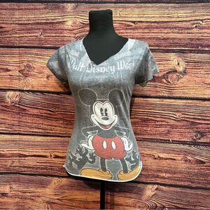 Disney Mickey Mouse Women's Medium Grey Shirt Top Blouse Customized Open Back